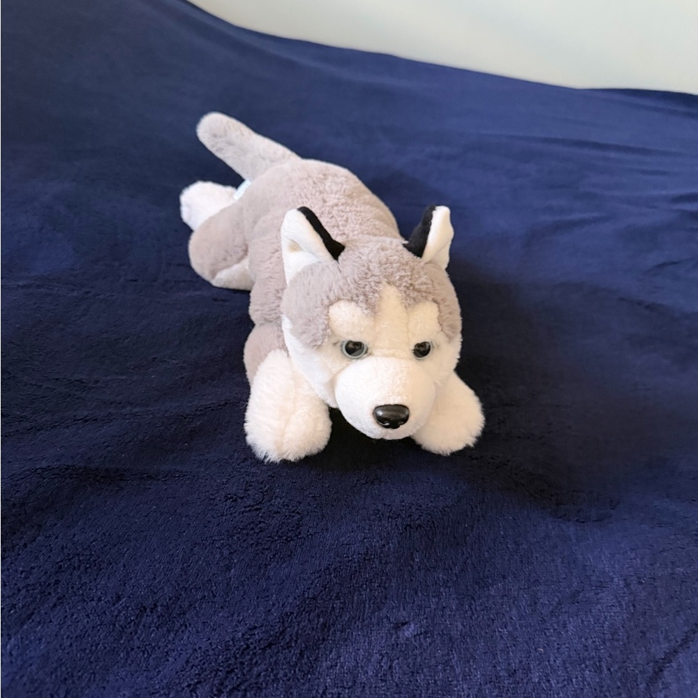 FAO Schwarz Gray and White Husky Plush Dog Toy like new - Picture 3 of 6